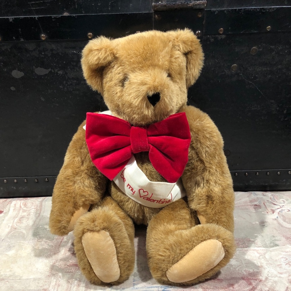 Vermont Teddy Bear Company Valentines Brown Teddy Bear with Red Bow